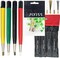 Pixiss Scratch Brush Pen Set With Replacement Tips, Fiberglass, Steel, Brass, Nylon, 5-inches Pen Style Prep Sanding Brush 4-Pack For Corrosion, Rust, Jewelry, Circuit Boards and Auto Body Work